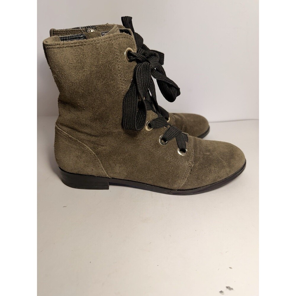 Kate Spade New York Olive Green Suede Lace-Up Side-Zip Ankle Boots Women's Sz 9M